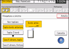 Illustrazione della schermata sul pannello di controllo