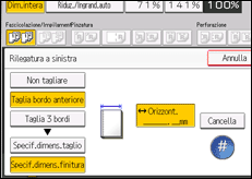 Illustrazione della schermata sul pannello di controllo