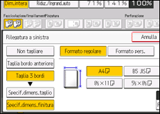 Illustrazione della schermata sul pannello di controllo