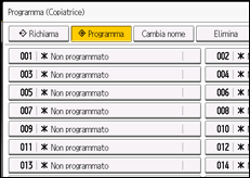 Illustrazione della schermata sul pannello di controllo