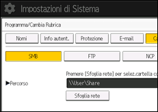 Illustrazione della schermata sul pannello di controllo