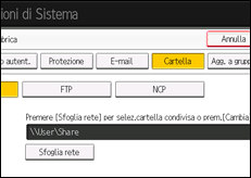 Illustrazione della schermata sul pannello di controllo