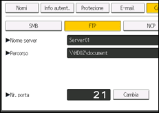 Illustrazione della schermata sul pannello di controllo