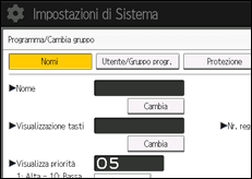 Illustrazione della schermata sul pannello di controllo