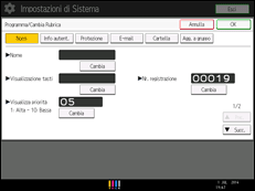Illustrazione della schermata sul pannello di controllo