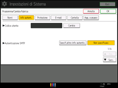 Illustrazione della schermata sul pannello di controllo