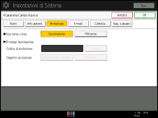 Illustrazione della schermata sul pannello di controllo