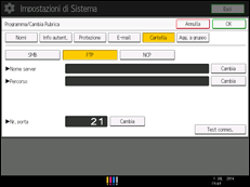 Illustrazione della schermata sul pannello di controllo