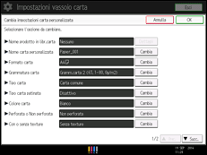 Illustrazione della schermata sul pannello di controllo