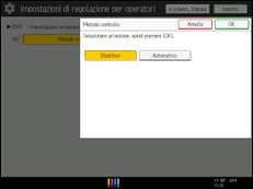 Illustrazione della schermata sul pannello di controllo