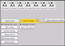 Illustrazione della schermata sul pannello di controllo