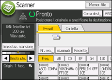Illustrazione della schermata sul pannello di controllo