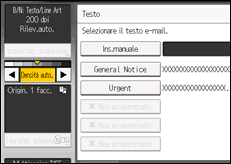 Illustrazione della schermata sul pannello di controllo