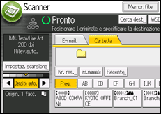 Illustrazione della schermata sul pannello di controllo