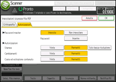 Illustrazione della schermata sul pannello di controllo