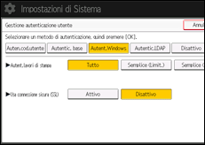 Illustrazione della schermata sul pannello di controllo