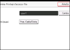 Illustrazione della schermata sul pannello di controllo