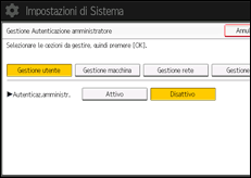 Illustrazione della schermata sul pannello di controllo