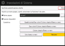 Illustrazione della schermata sul pannello di controllo