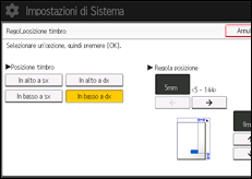 Illustrazione della schermata sul pannello di controllo
