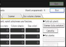 Illustrazione della schermata sul pannello di controllo