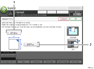 Genummerde afbeelding van het scherm van het bedieningspaneel