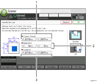 Genummerde afbeelding van het scherm van het bedieningspaneel