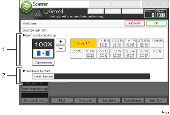 Genummerde afbeelding van het scherm van het bedieningspaneel