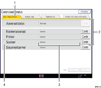 Genummerde afbeelding van bedieningspaneel