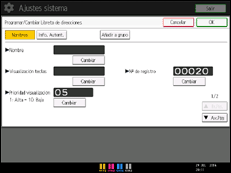 Ilustración de la pantalla panel de mandos