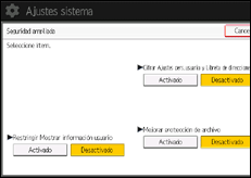 Ilustración de la pantalla panel de mandos
