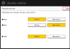 Ilustración de la pantalla panel de mandos