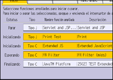 Ilustración de la pantalla panel de mandos