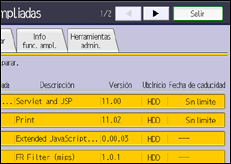 Ilustración de la pantalla panel de mandos