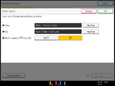 Illustration de l'écran du panneau de commande