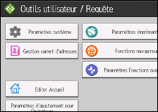 Illustration de l'écran du panneau de commande
