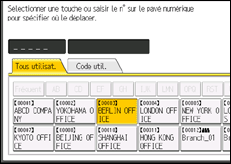 Illustration de l'écran du panneau de commande