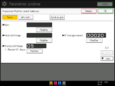 Illustration de l'écran du panneau de commande