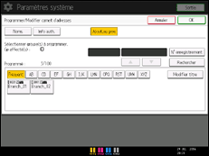 Illustration de l'écran du panneau de commande