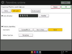 Illustration de l'écran du panneau de commande