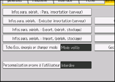 Illustration de l'écran du panneau de commande