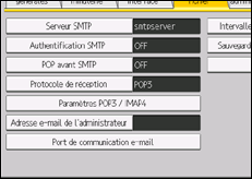 Illustration de l'écran du panneau de commande
