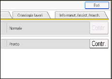 Illustrazione della schermata sul pannello di controllo