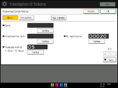 Illustrazione della schermata sul pannello di controllo