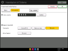 Illustrazione della schermata sul pannello di controllo