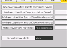 Illustrazione della schermata sul pannello di controllo