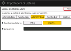 Illustrazione della schermata sul pannello di controllo