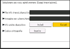 Illustrazione della schermata sul pannello di controllo