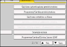 Illustrazione della schermata sul pannello di controllo