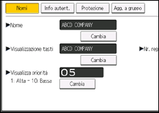 Illustrazione della schermata sul pannello di controllo